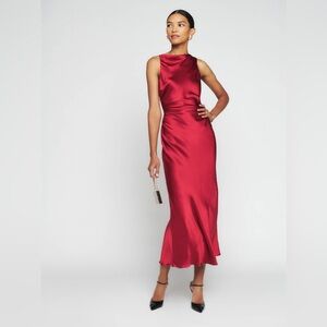 NWT Reformation Petite Casette Silk Dress (Sangre) - 2P